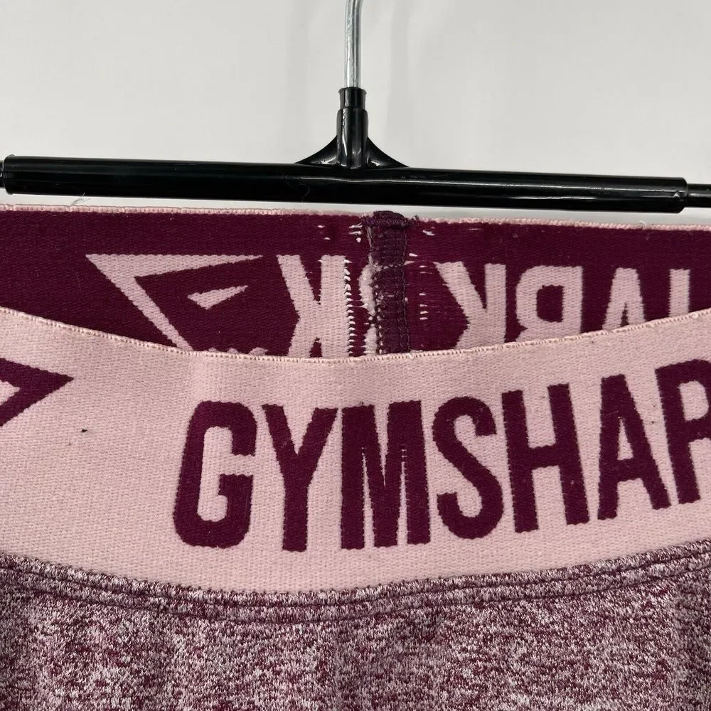 Gymshark XS Flex Leggings Women Burgundy Pink Marl Seamless Contouring Gym Pants